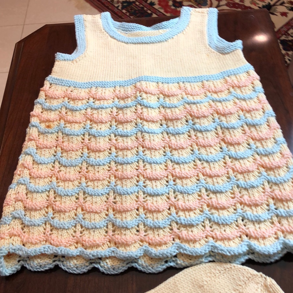 Toddler Knit Dress and Sun Bonnet